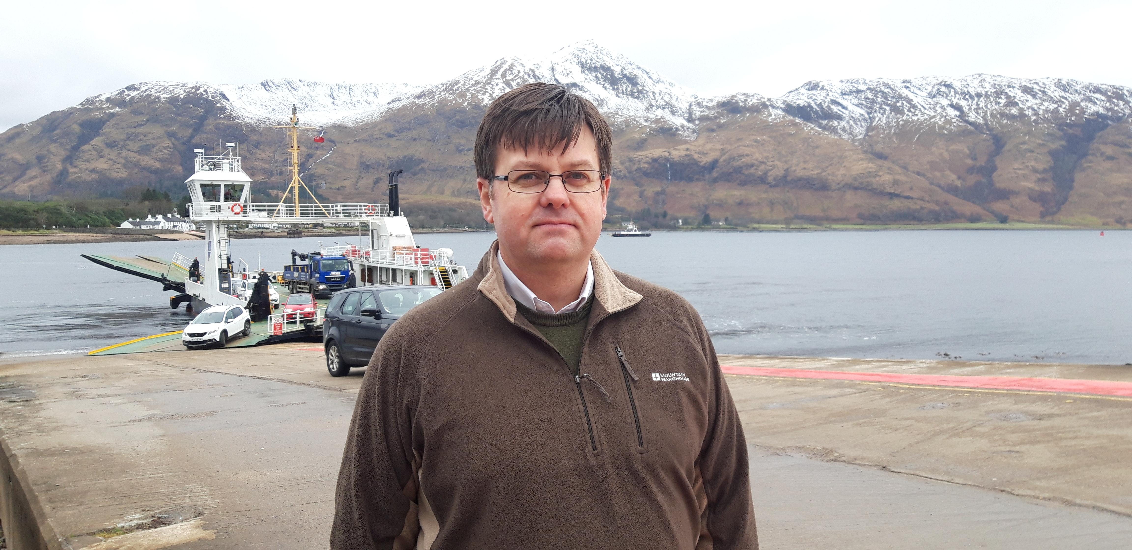 Councillor Andrew Baxter at the Corran Ferry