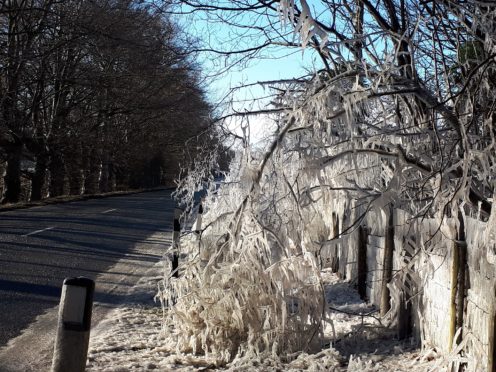 A wintry scene at Banchory yesterday