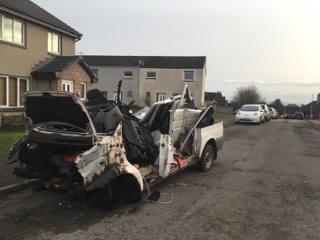 A cut-up van left outside people's homes in Auchenblae