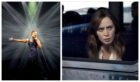 Alexandra Burke, left, performs in The Bodyguard stage show and, right. Emily Blunt stars as Rachel Watson in The Girl On The Train.