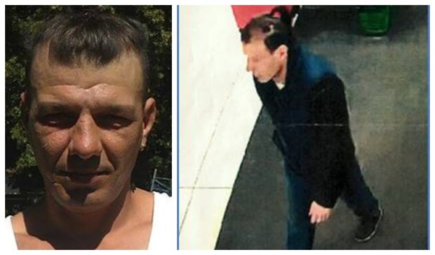 Marian, left, and the CCTV image of him at Asda, right.