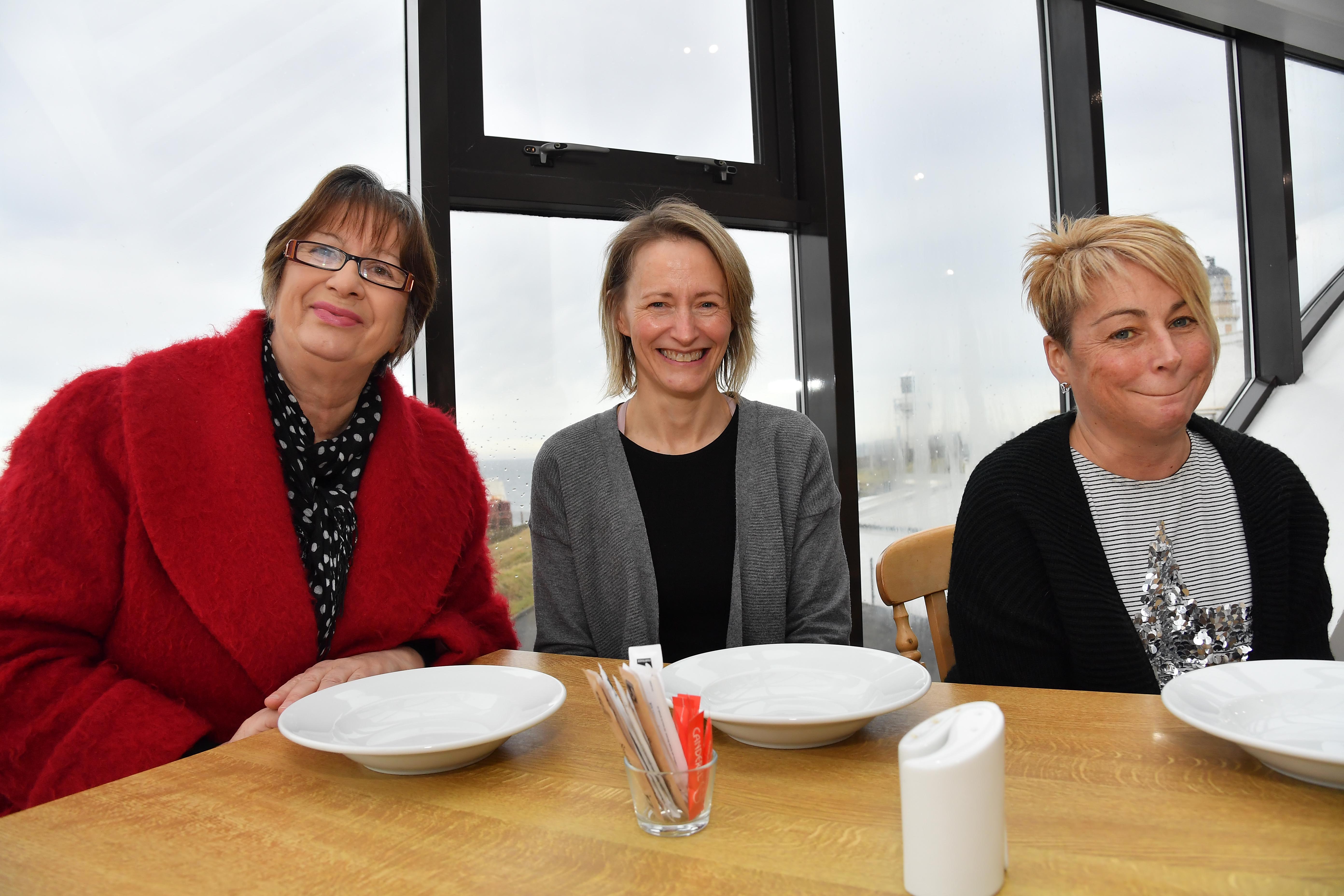 Lighthouse museum manager Lynda McGuigan (L) with Broch Soup organisers Pamela Neri and Tracey Buchan.