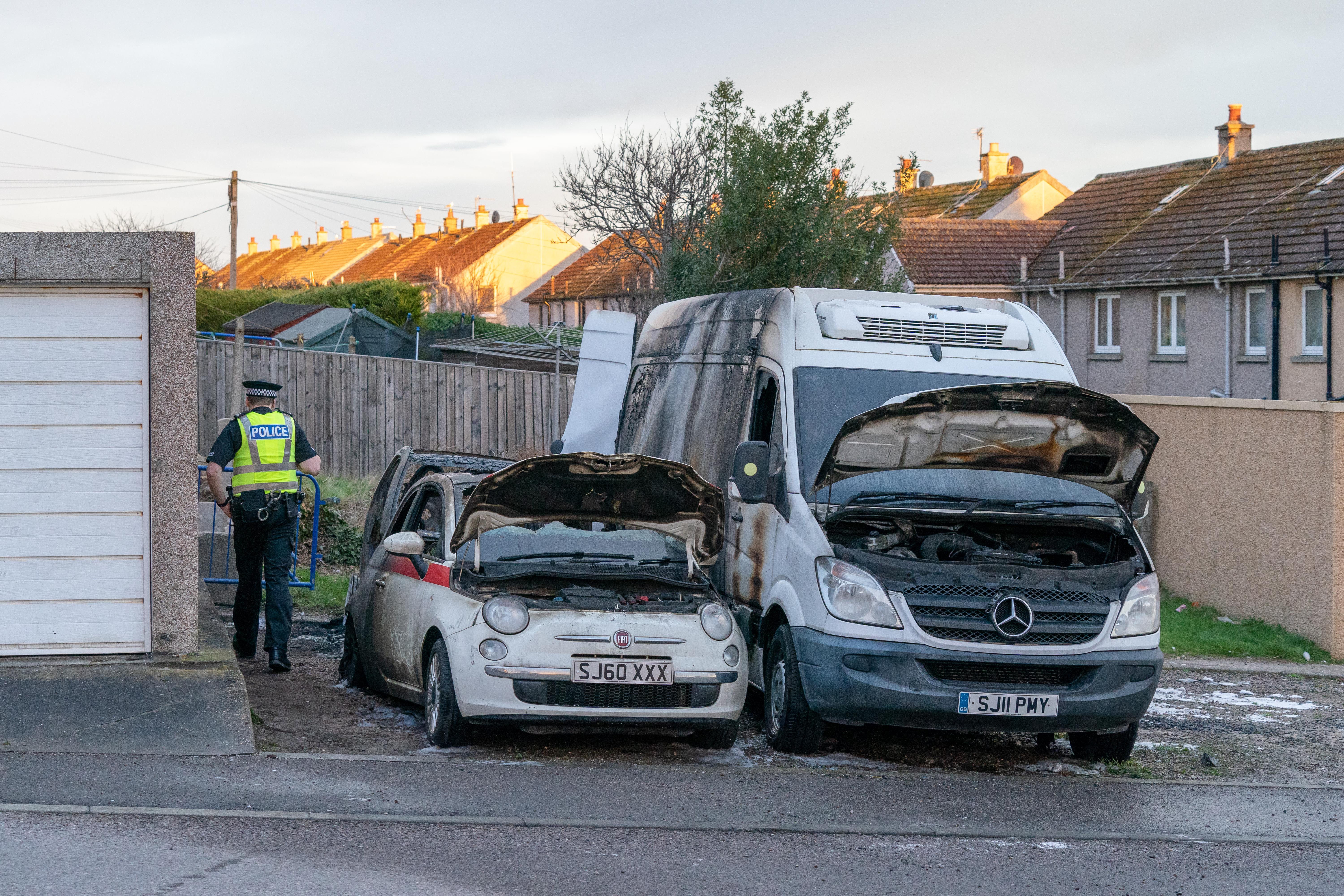 Vehicles destroyed by fire in Lossiemouth