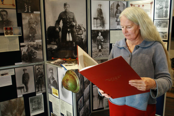Susan Carstairs at the exhibition to remember the Arisaig people who served in the first world war.