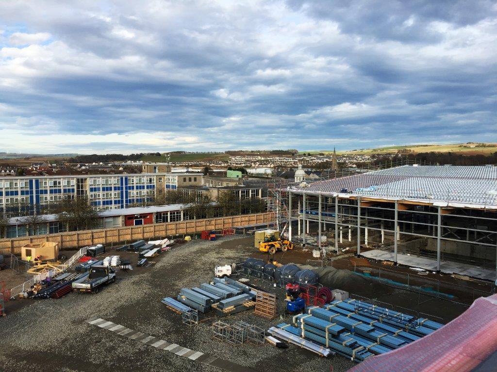 The old and the new side by side with the current Inverurie Academy next to the new swimming pools and sports hall.