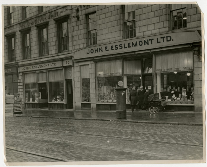 Famous name: The frontage of John E Esslemont's shops in Aberdeen's King Street, as they were in this photograph from December 1949.
