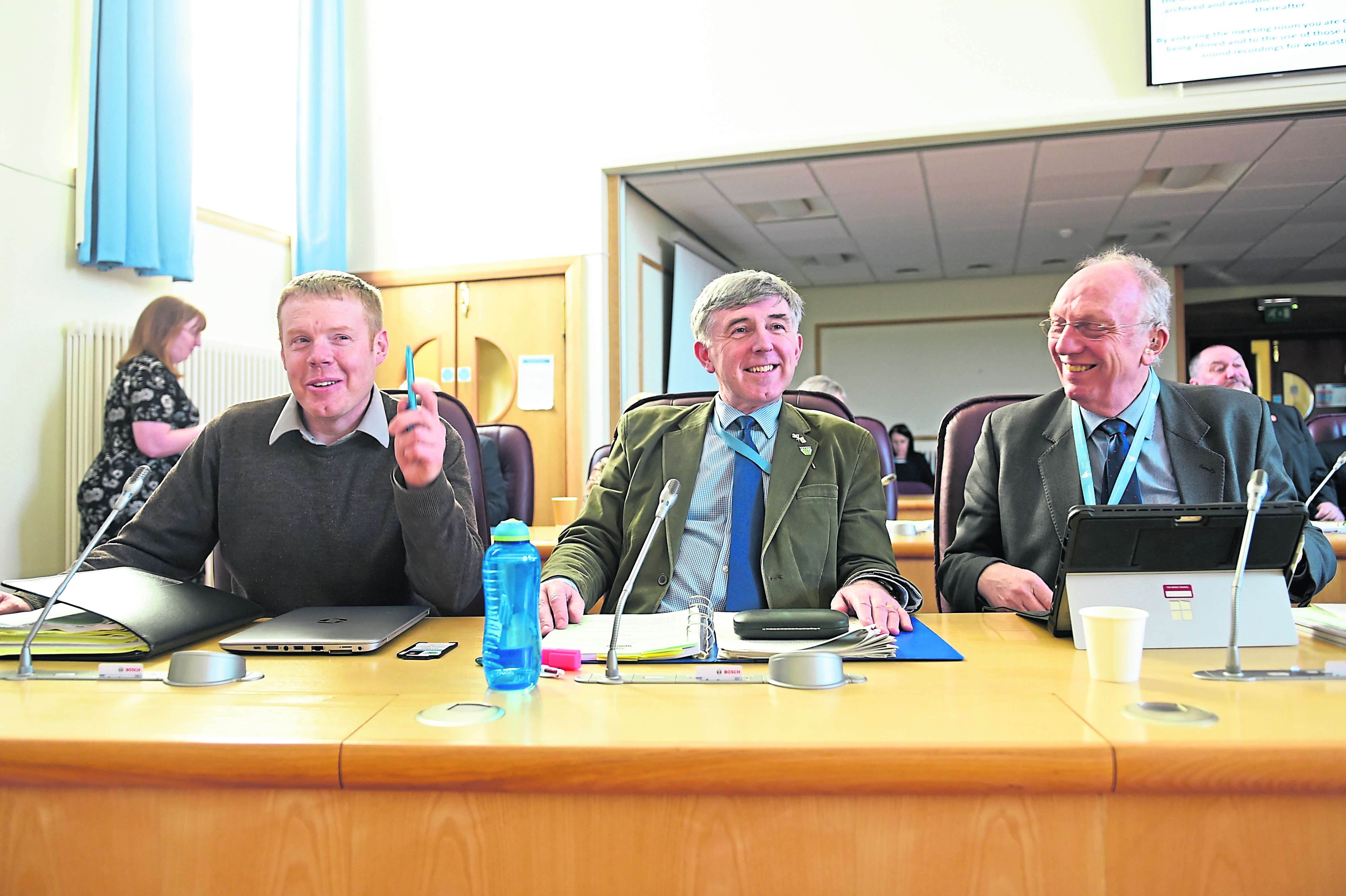 Conservative councillors Tim Eagle, Donald Gatt and Frank Brown at a pre-budget meeting. Picture by Jason Hedges.