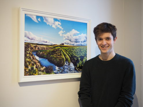 Charles Fletcher and his artwork, inspired by the Dava Moor.