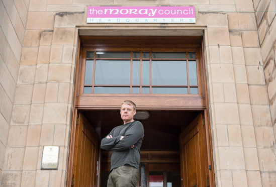 Tim Eagle outside the Moray Council building in Elgin.