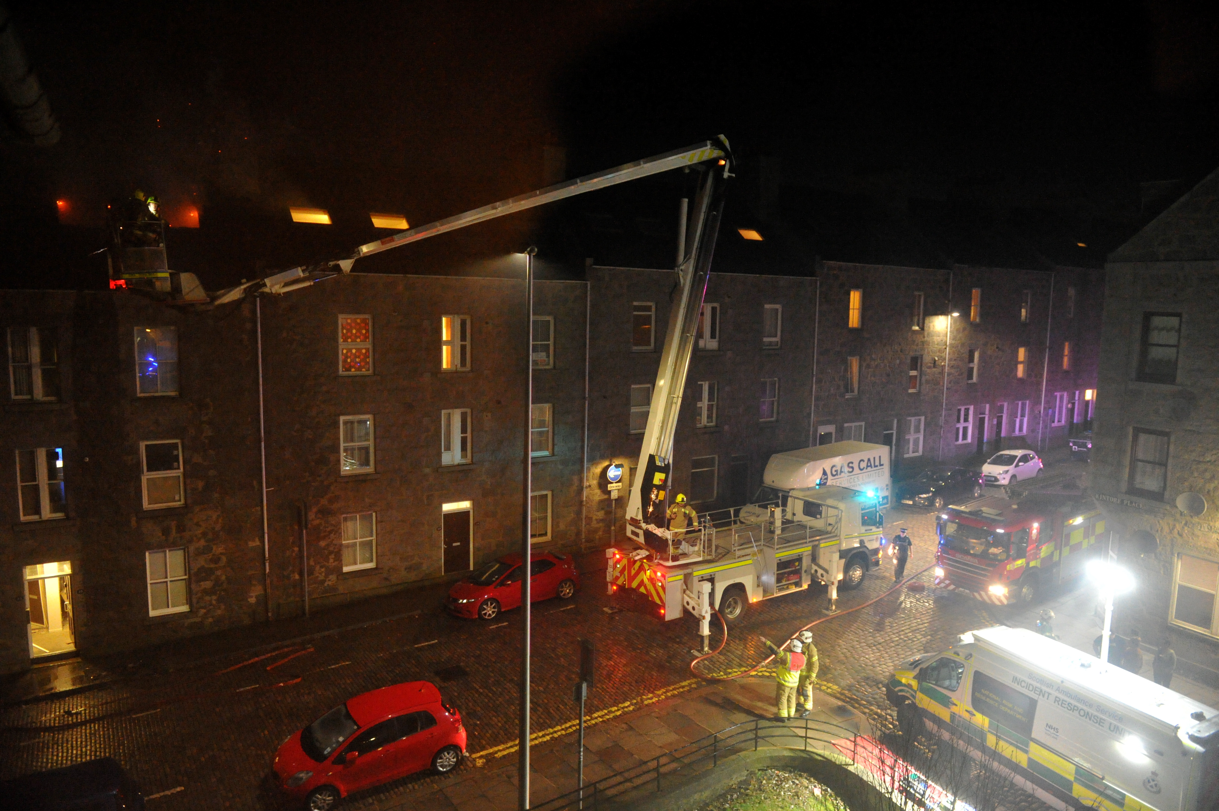 Scottish Fire and Rescue Service at the scene of a flat fire on Richmond Street, Aberdeen.