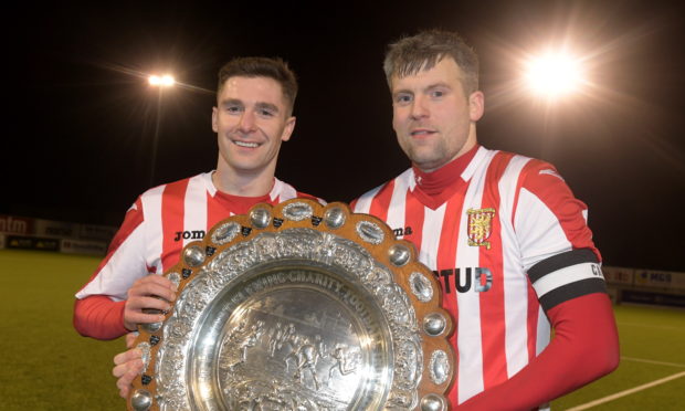 Formartine United's Graeme Rodger and Craig McKeown, right.