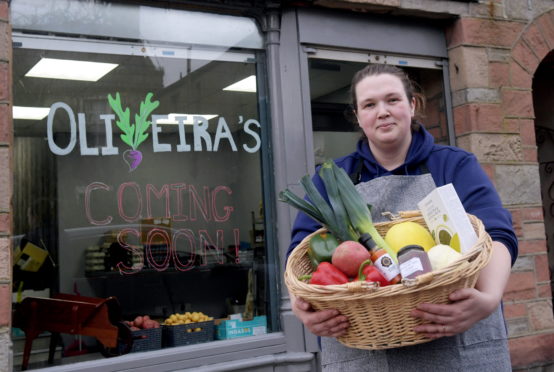 Banff's first plastic free greengrocer, Oliveira's, opened in February. Pictured is owner Catherine Henriques de Oliveira. Picture by KATH FLANNERY