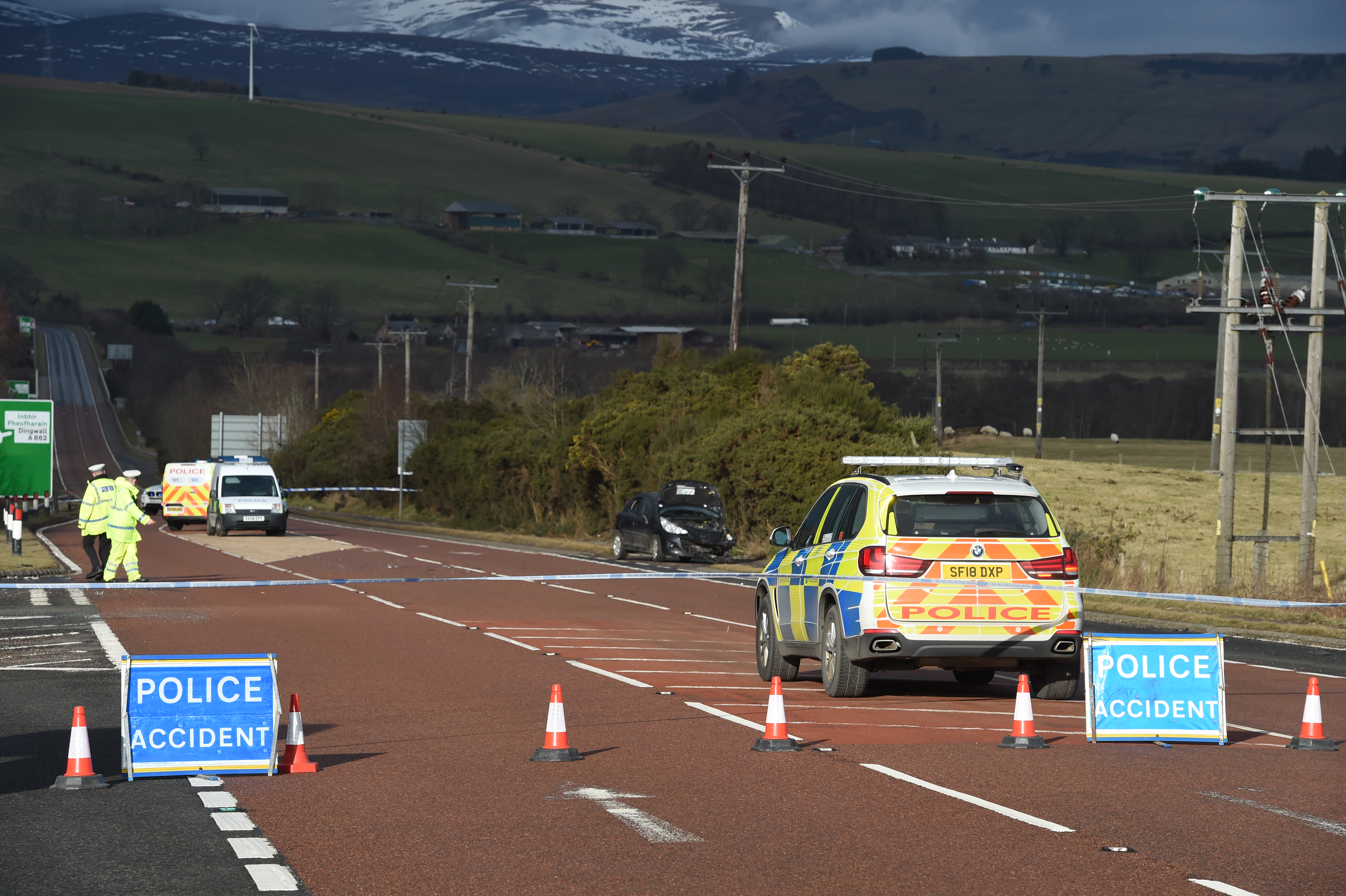 The scene of the incident on the A835.