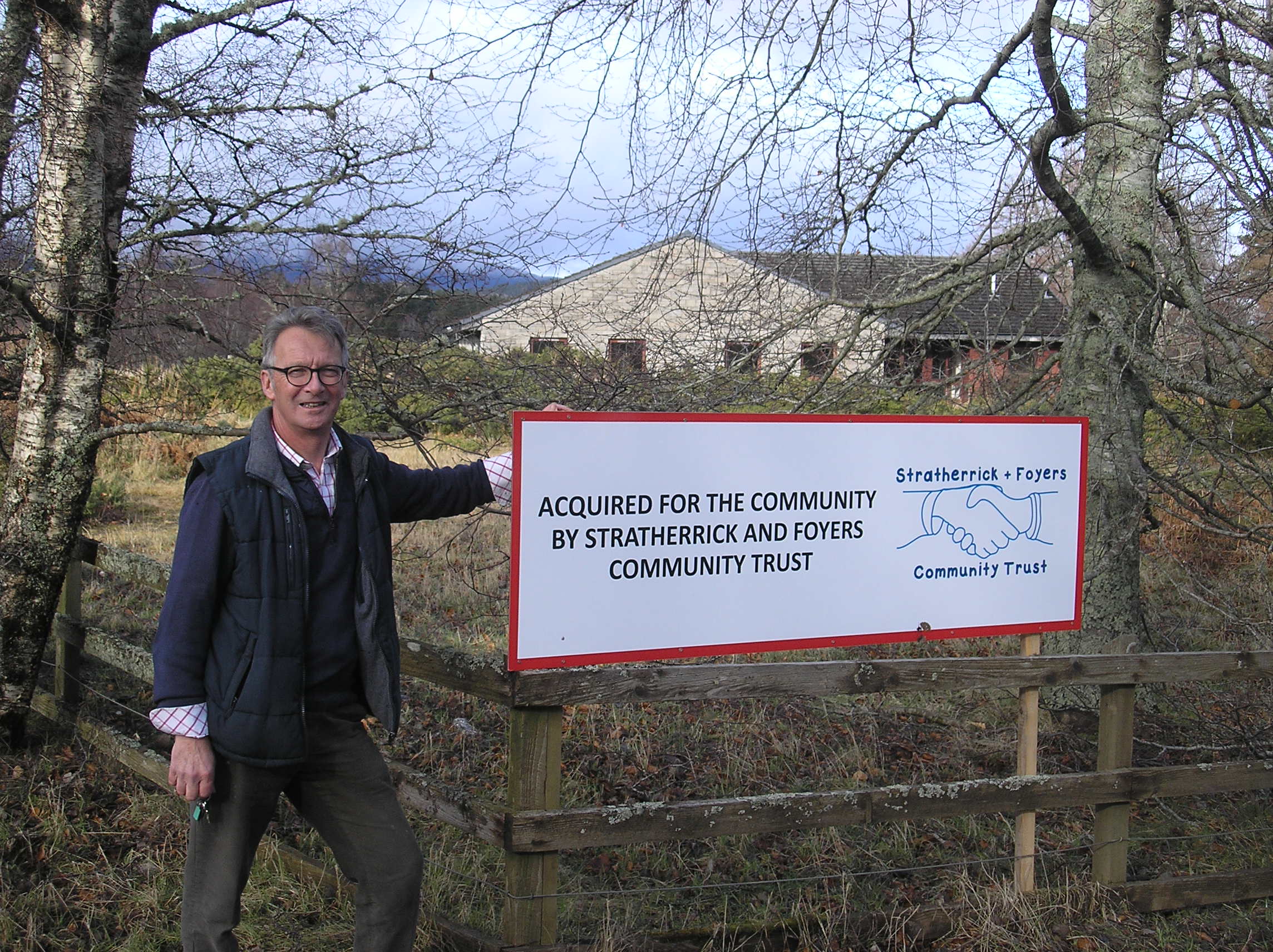 Peter J Faye, Chairman of Stratherrick and Foyers Community Trust at the new community facility in Whitebridge