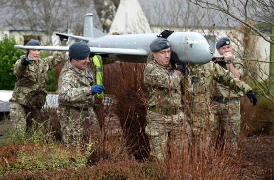 The model Nimrod from the Veterans Garden, Roysvale Park, Forres was removed yesterday by a team of engineers from RAF Lossiemouth for a three month refurbishment in their workshops on the base.