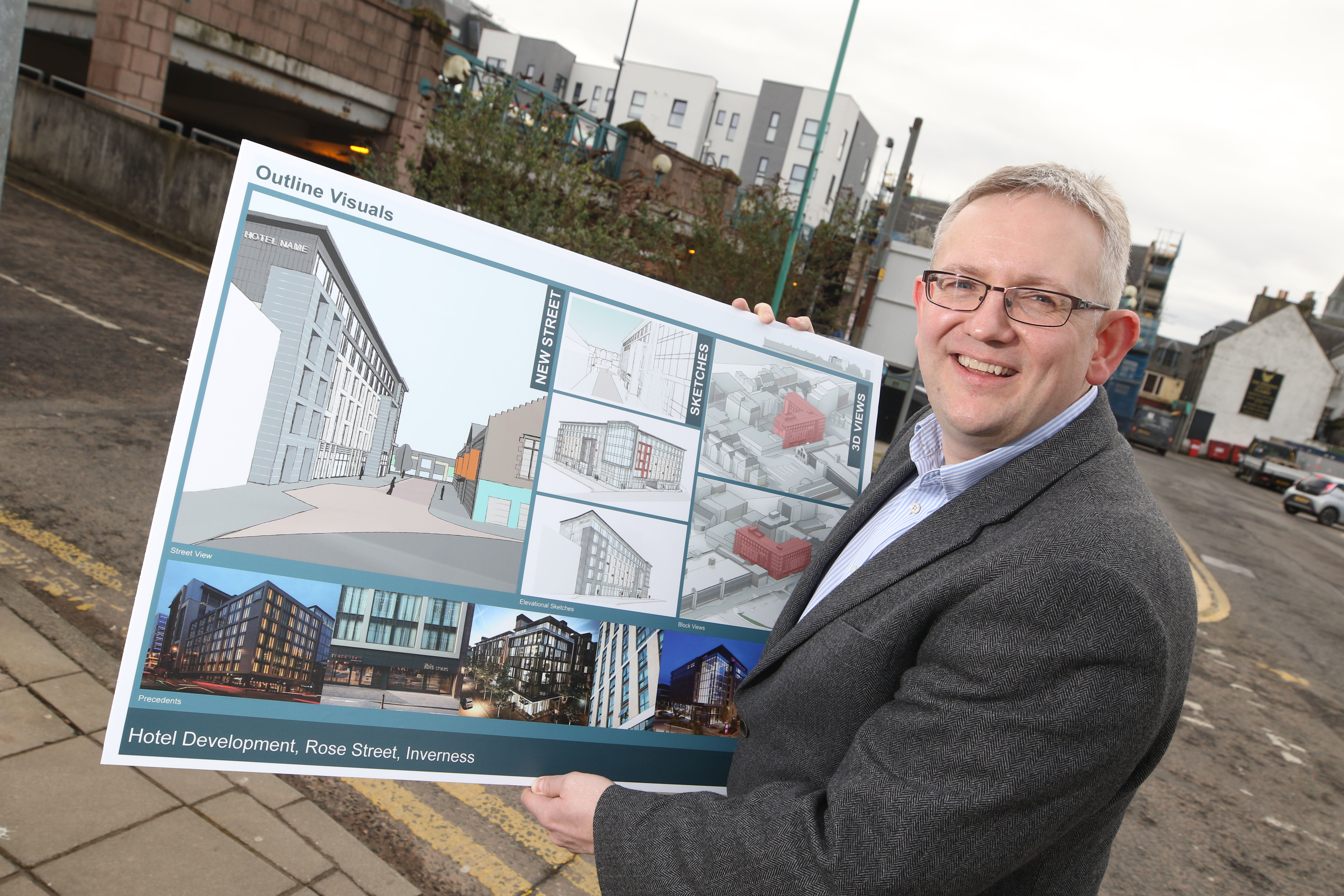 Stewart Campbell, co-owner of the land where the two-storey Rose Street car park is located, with plans for a hotel to be built on the site.