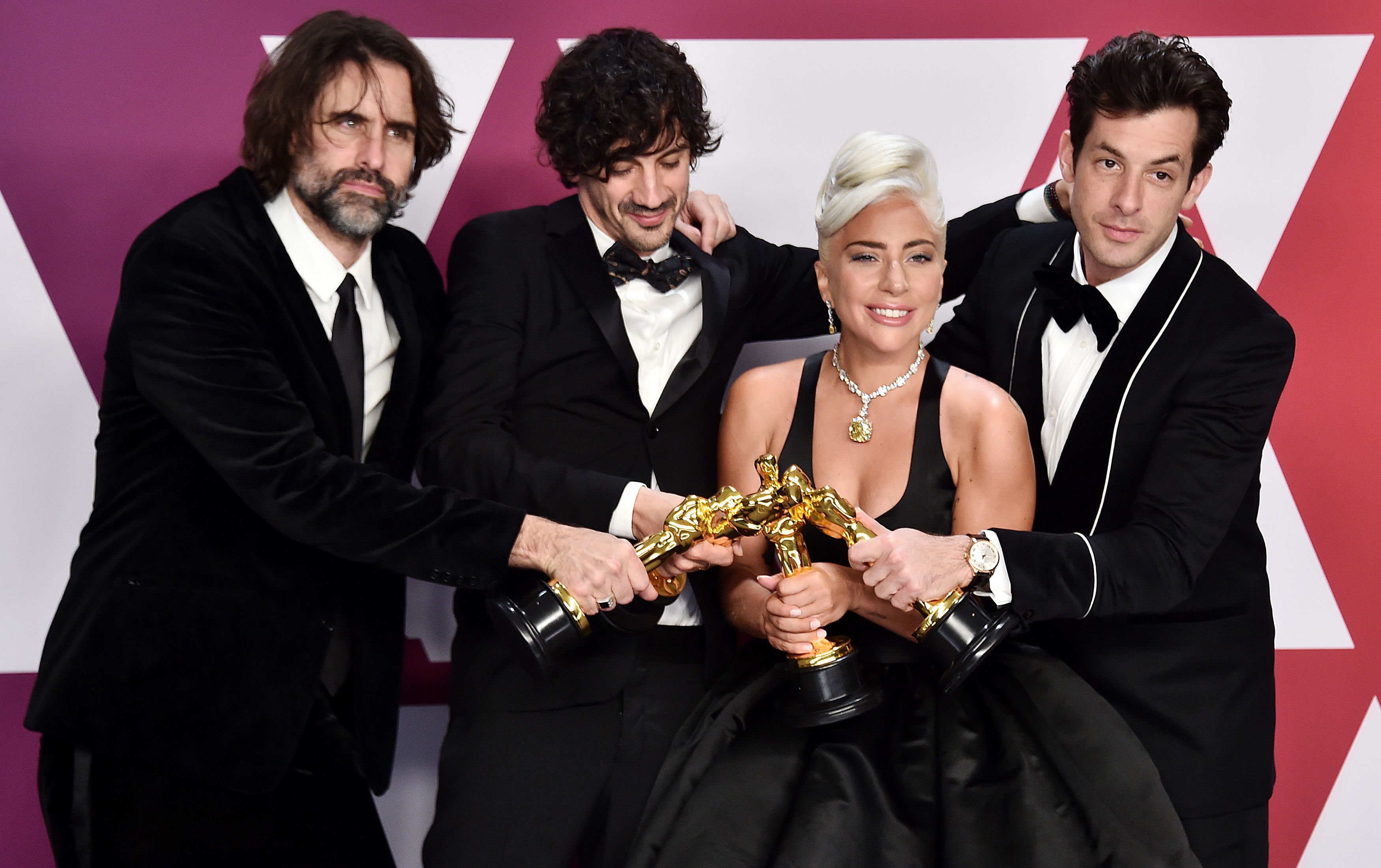 Andrew Wyatt, Anthony Rossomando, Mark Ronson and Lady Gaga, winners of Best Original Song for Shallow from A Star is Born.