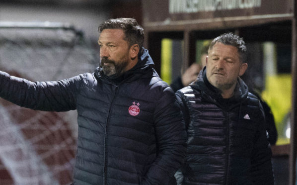 Aberdeen manager Derek McInnes and his assistant Tony Docherty.