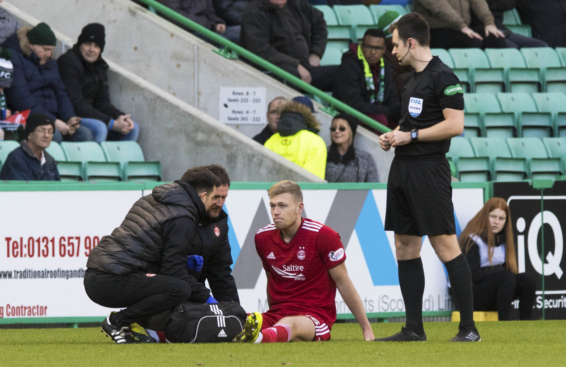 Sam Cosgrove limped off with a back injury.