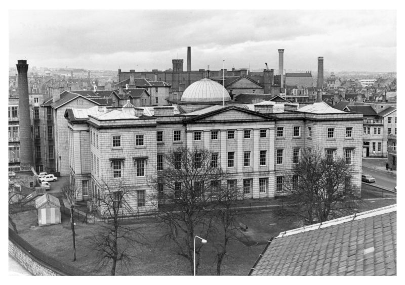 The impressive south front of Simpson's Old Infirmary Building in 1974.