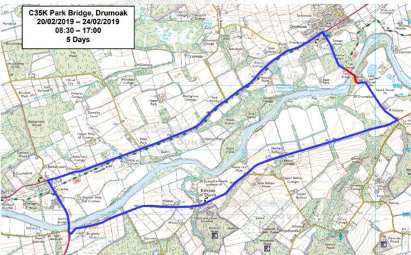 The Park Bridge closure requires motorists to undertake a lengthy detour.