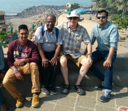 From left: Malaviya Seven second officer Rahul Sharm,a chief officer Bamadev Swain, Deacon Doug Duncan from Aberdeen and captain Ashish Prabhakar in Mumbai