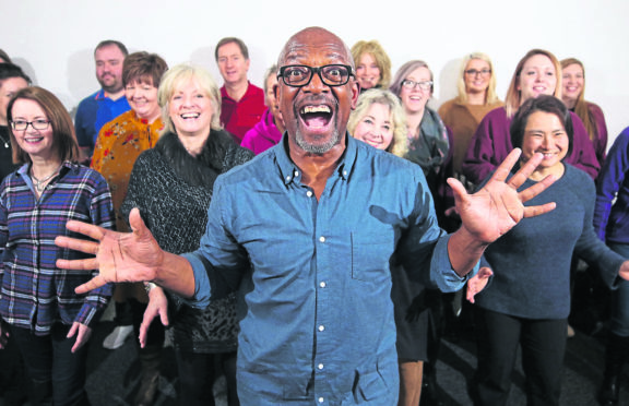 Tony Henry and the Highland Voices gospel choir.