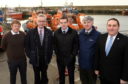 The secretary of state for environment , Food and Rural affairs, Michael Gove visits the Lifeboat station, Buckie. In the picture are from left: Tim Eagle, Michael Gove, Douglas Ross, Doald Gatt and James Allan.