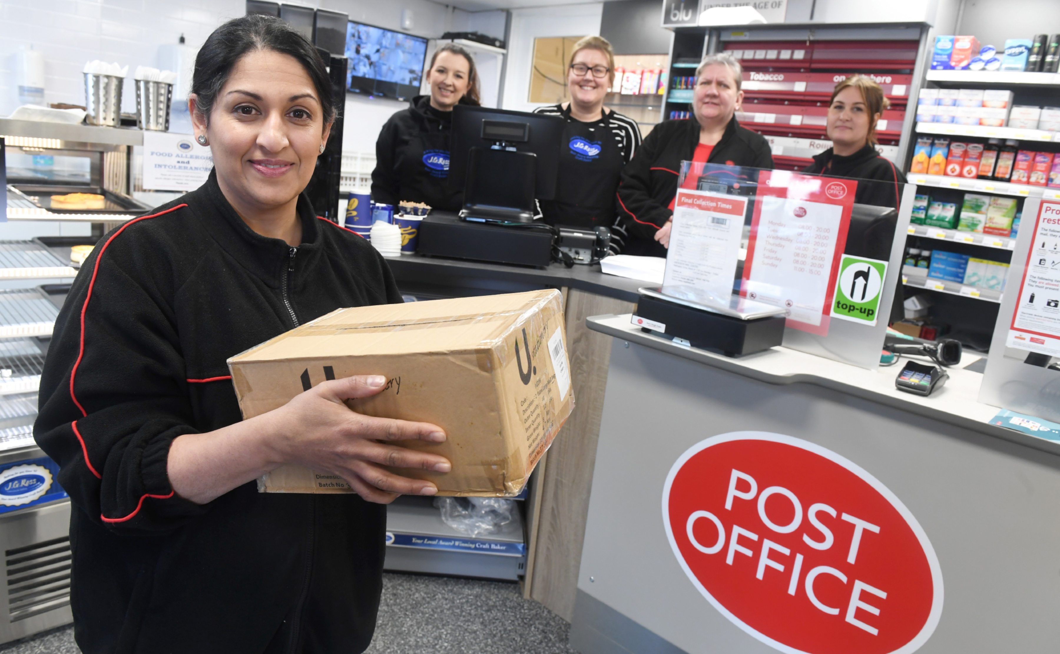 A new post office in Woodside has opened on the site of the old Chalmers bakery.
The Post Office also has a JG Ross bakers outlet and is Premier Stores.
Pictured is Sal Ahmad cor the owner, front, with staff from left, Sharon Howieson and Dianne Smith cor from JG Ross and Fiona Smith and Laura Robertson from the Post office.
Pic by Chris Sumner
Taken 11/2/19