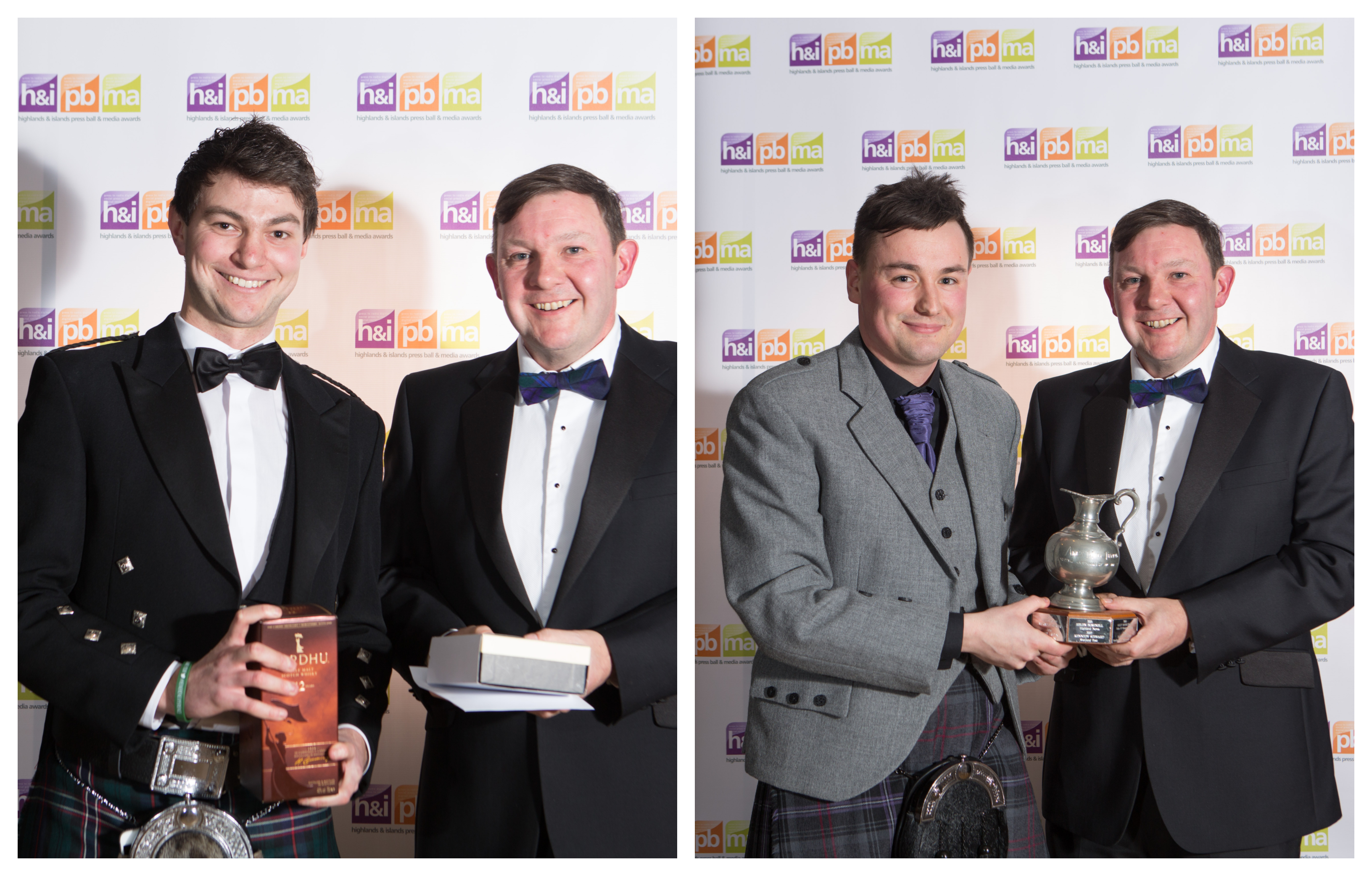 Andy Skinner (left) and Chris MacLennan collecting their awards from Diageo's Keith Miller.