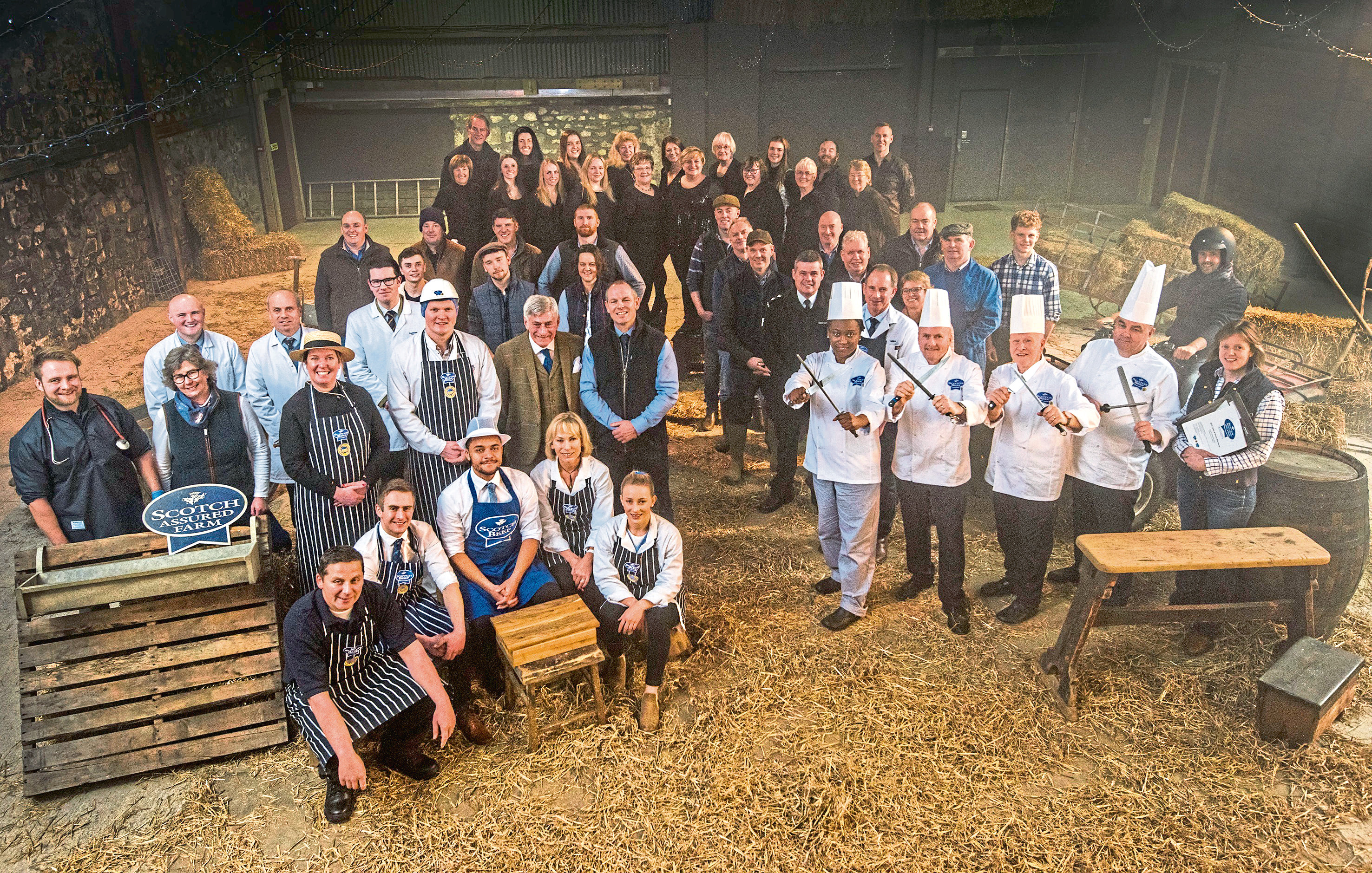 A wide range of people who work in different parts of the Scottish beef industry - farmers, butchers, chefs, quality assurance assessors, auctioneers as well as representatives from the veterinary, haulage and processing sectors – came together to film the new Scotch Beef PGI “Know Your Beef” TV advert.
