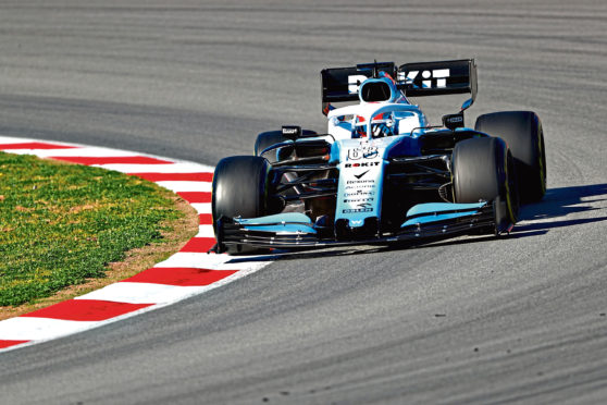 MONTMELO, SPAIN - FEBRUARY 26: George Russell of Great Britain driving the (63) Rokit Williams Racing FW42 Mercedes on track during day one of F1 Winter Testing at Circuit de Catalunya on February 26, 2019 in Montmelo, Spain. (Photo by Dan Istitene/Getty Images)