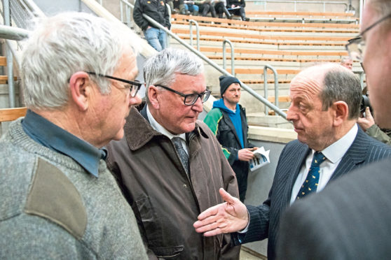 Rural Economy Secretary Fergus Ewing met United Auctions managing director George Purvis and farmers at Stirling Mart