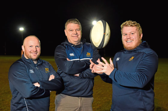 Gordonians RFC 
Picture of (L-R) head coach Ryan Morrice, president Jim Sugden and club captain Tom Williams.

Picture by Kenny Elrick