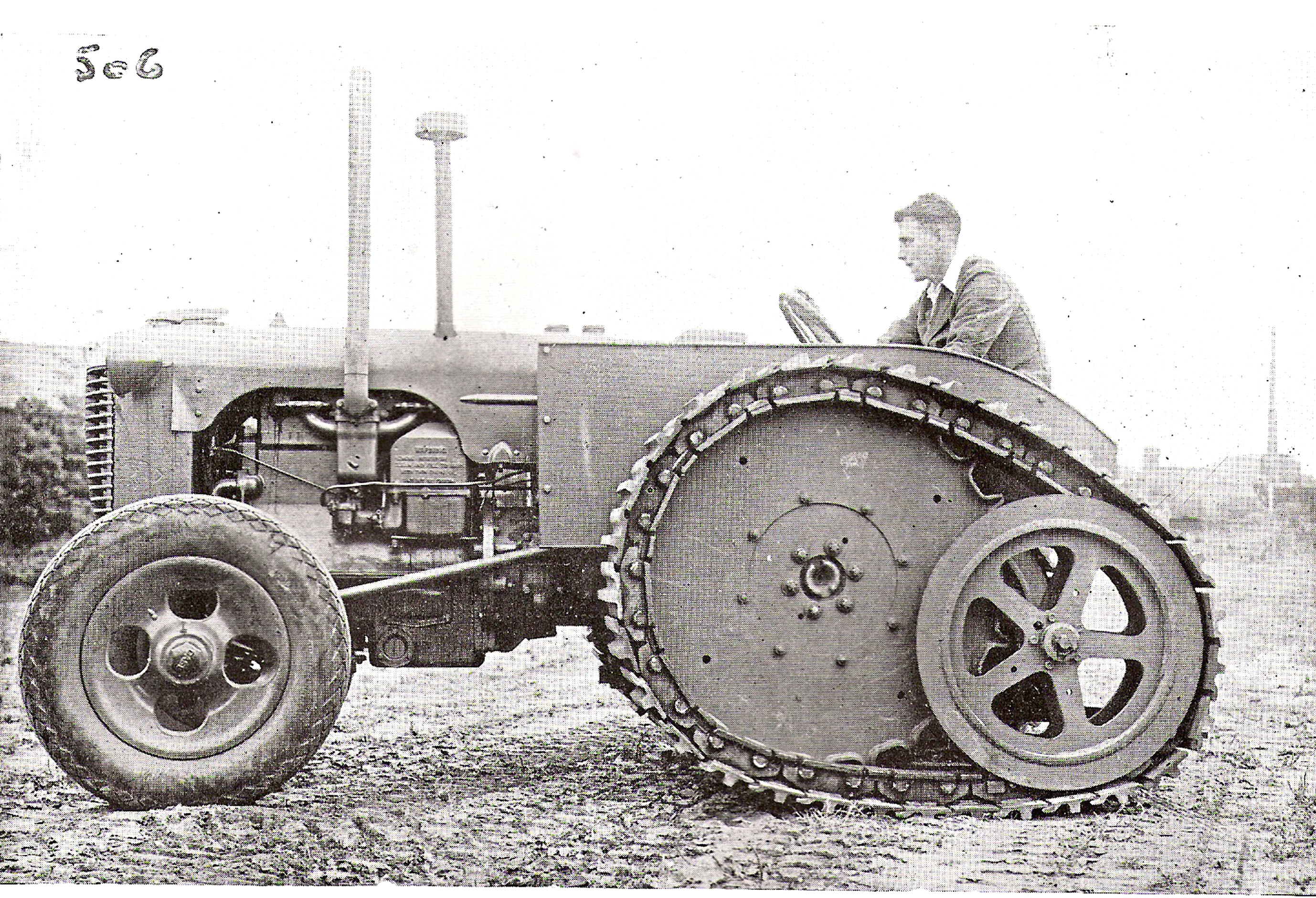 A wartime Case D tractor fitted with Roadless's DG half track system  which gave extra traction in both agricultural and military situations.