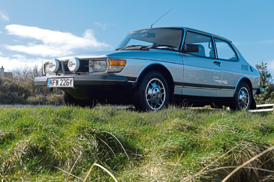 The 1982 Saab 99GL photographed at the seafront in the village of Rosemarkie. Pictures by Sandy McCook.