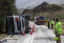 The driver of an oil tanker was airlifted to hospital yesterday after his vehicle overturned on the A87, around seven miles east of Glen Shiel.