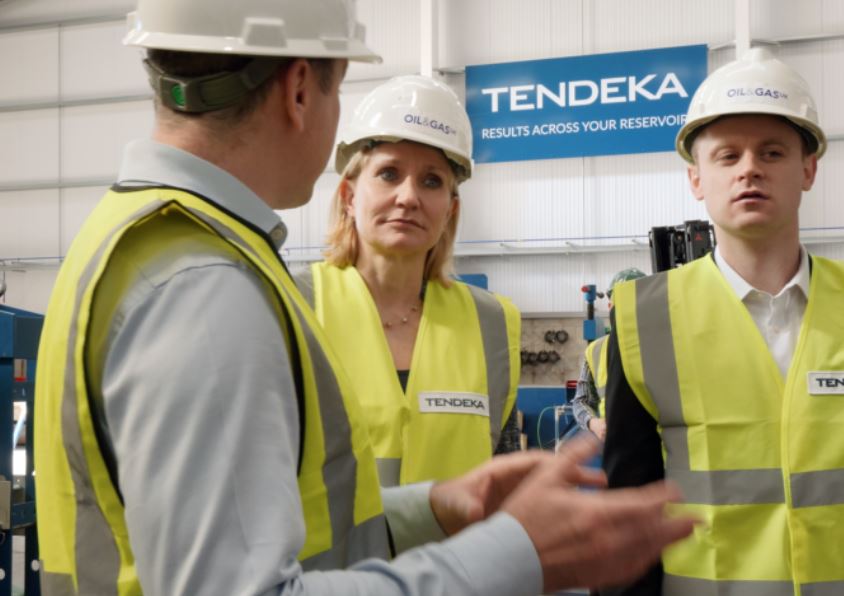 OGUK chief executive Deirdre Michie with report authort Ross Lynch visiting Tendeka ahead of the report launch