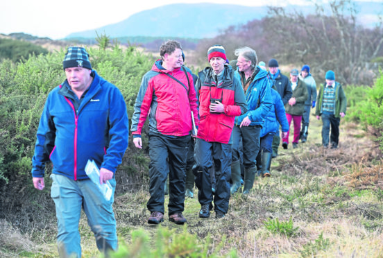 Representatives of the Coul Links public inquiry   and the two Scottish Government reporters on the earlier site visit.
Picture by Sandy McCook.