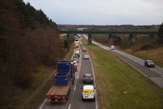 Blocked traffic after the accident.