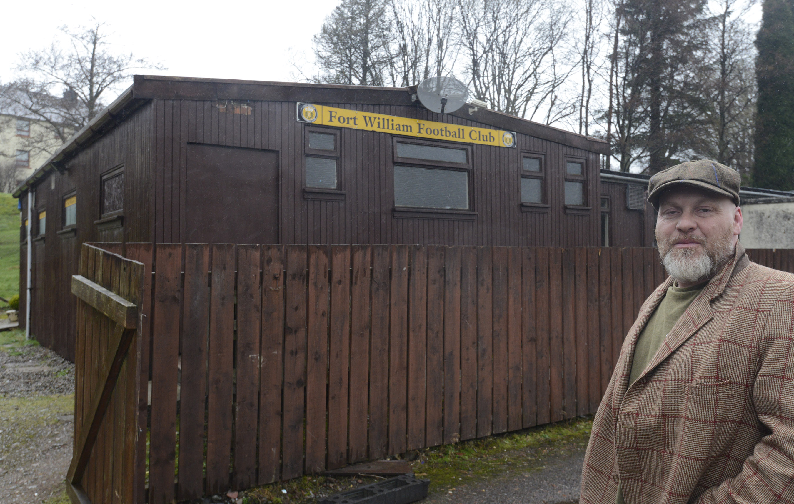 Fort William FC Committee member, Colin Wood outside the club which  was part of a weekend crime spree.