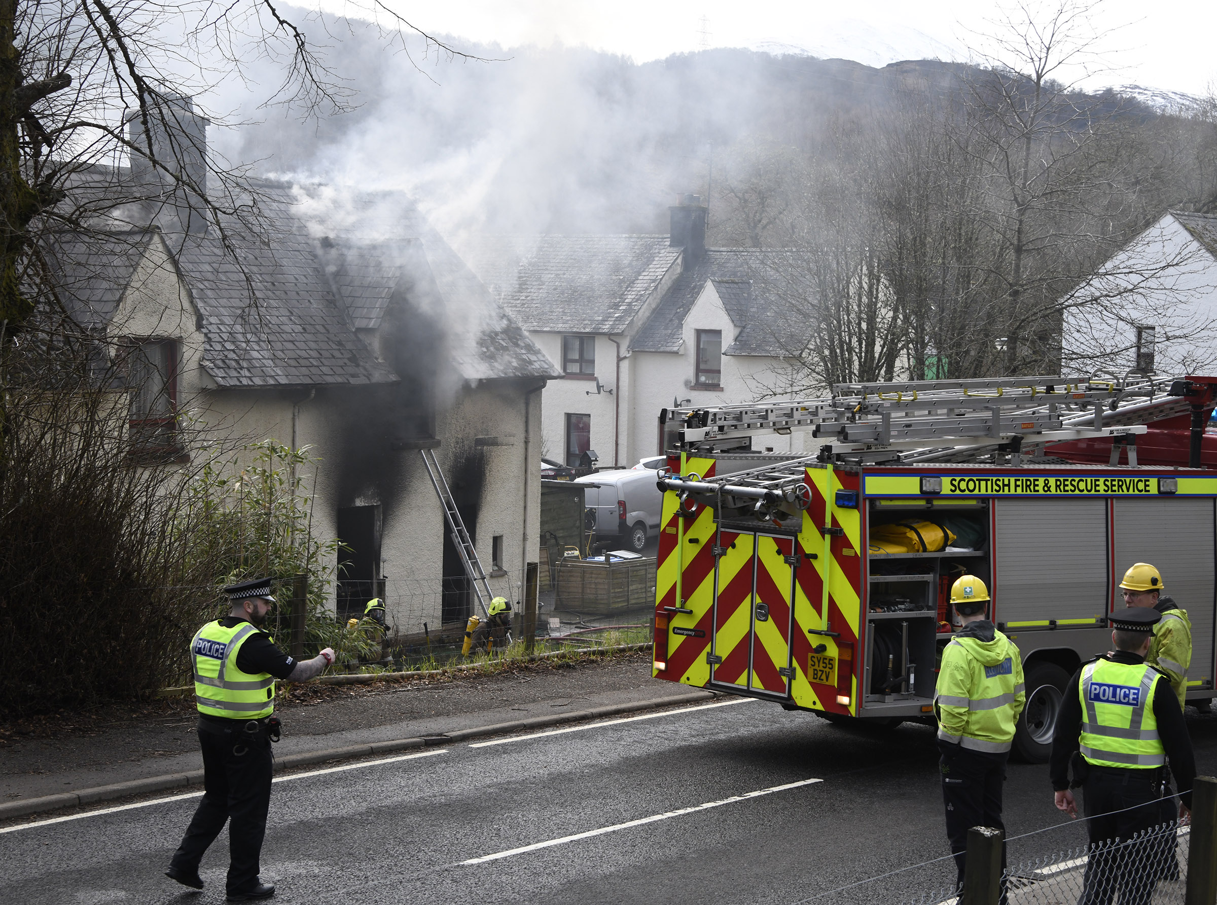 Firefighters at the scene of the fire in Invergarry. Picture by Iain Ferguson.