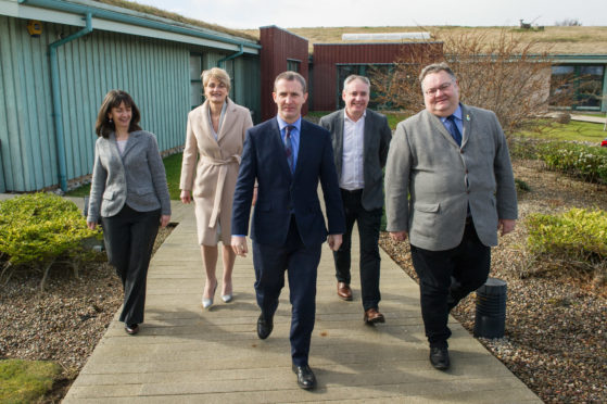 The Scottish Government's minister for transport, infrastructure and connectivity, Michael Matheson, has visited Moray to hear progress on a growth deal. Pictured: Donna Chisholm, HIE's Moray manager, Rhona Gunn, Moray Council's economic development director, Michael Matheson, Moray MSP Richard Lochhead, Moray Council leader Graham Leadbitter.