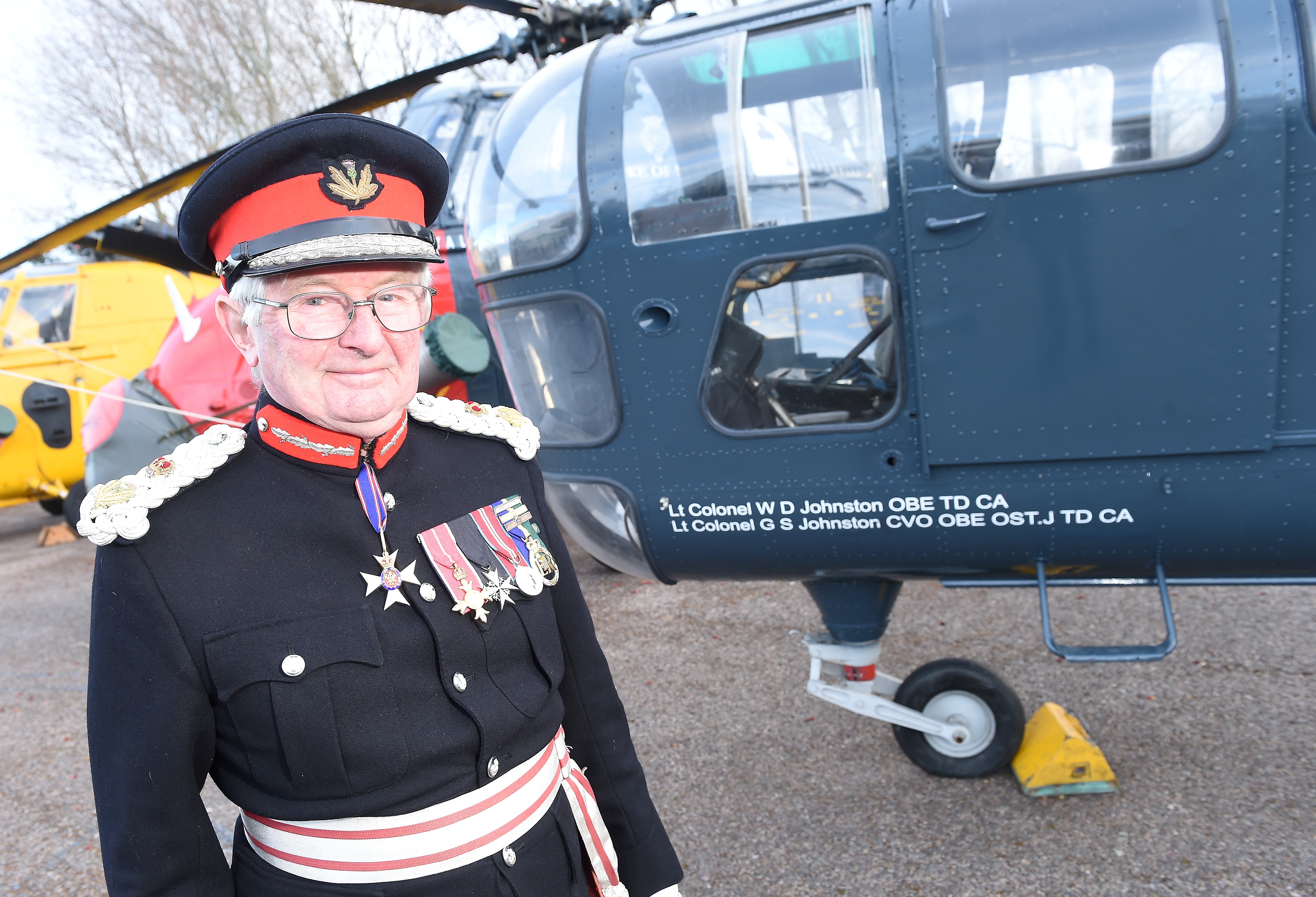 A Dragonfly helicopter at Morayvia has been christened by Moray Lord Lieutenant Grenville Johnston in honour of his father, Lt Col William Johnston.
