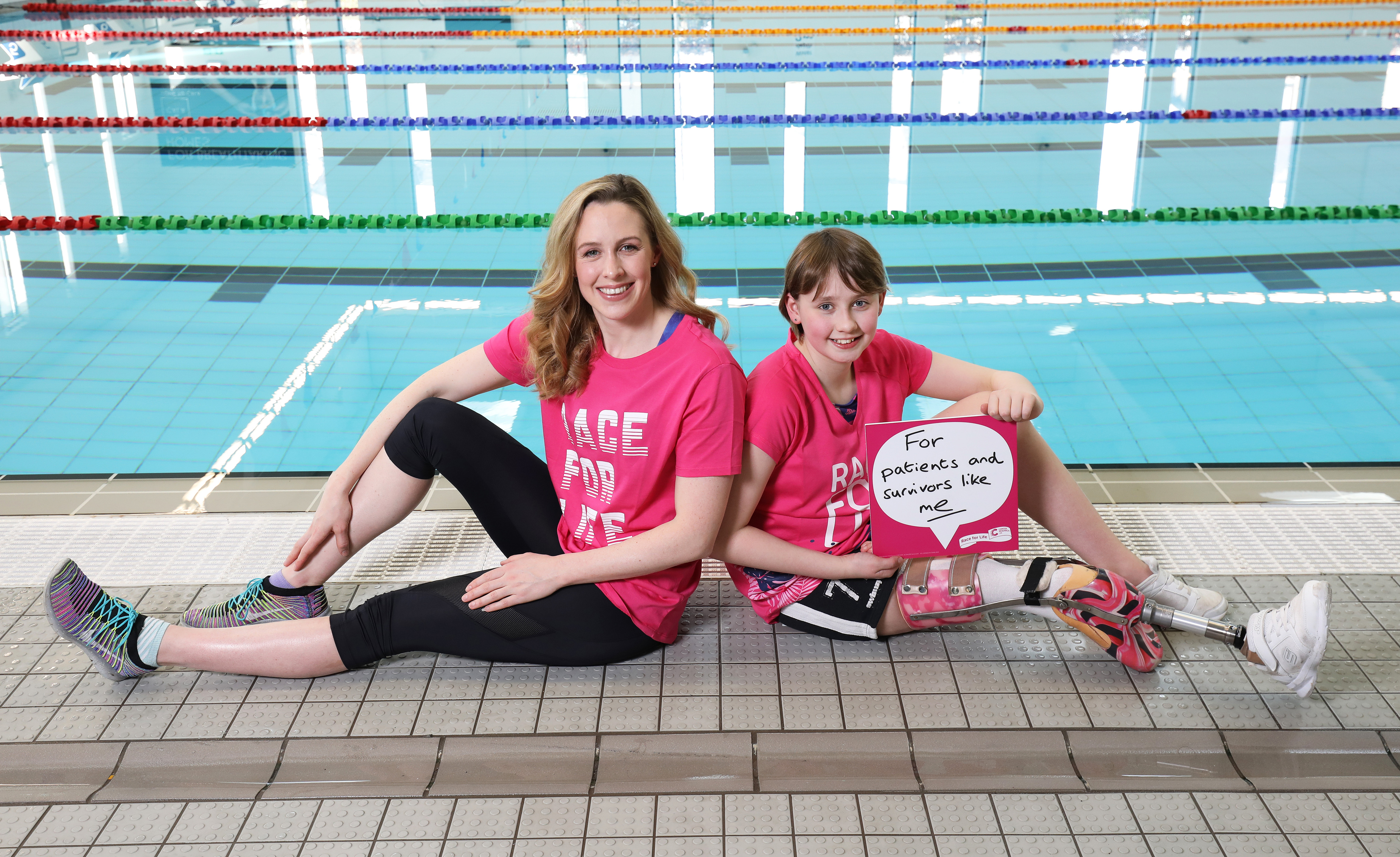 Swimmer Hannah Miley and Katie Pake. Video courtesy of Cancer Research UK.
