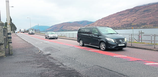 The A82 near where the coastal defences are proposed.