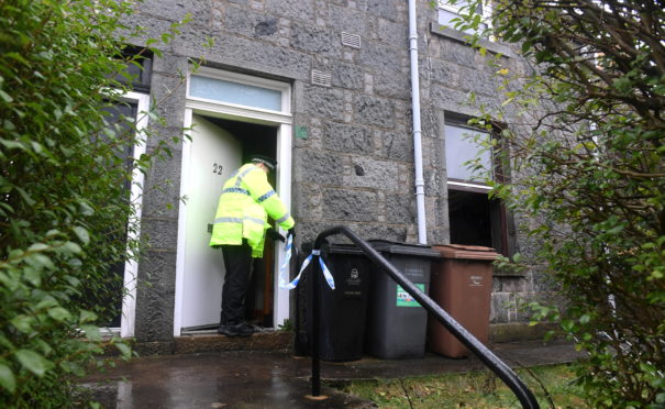 Police at the scene of the fire in Gladstone Place, Woodside, Aberdeen.
Picture by Chris Sumner.