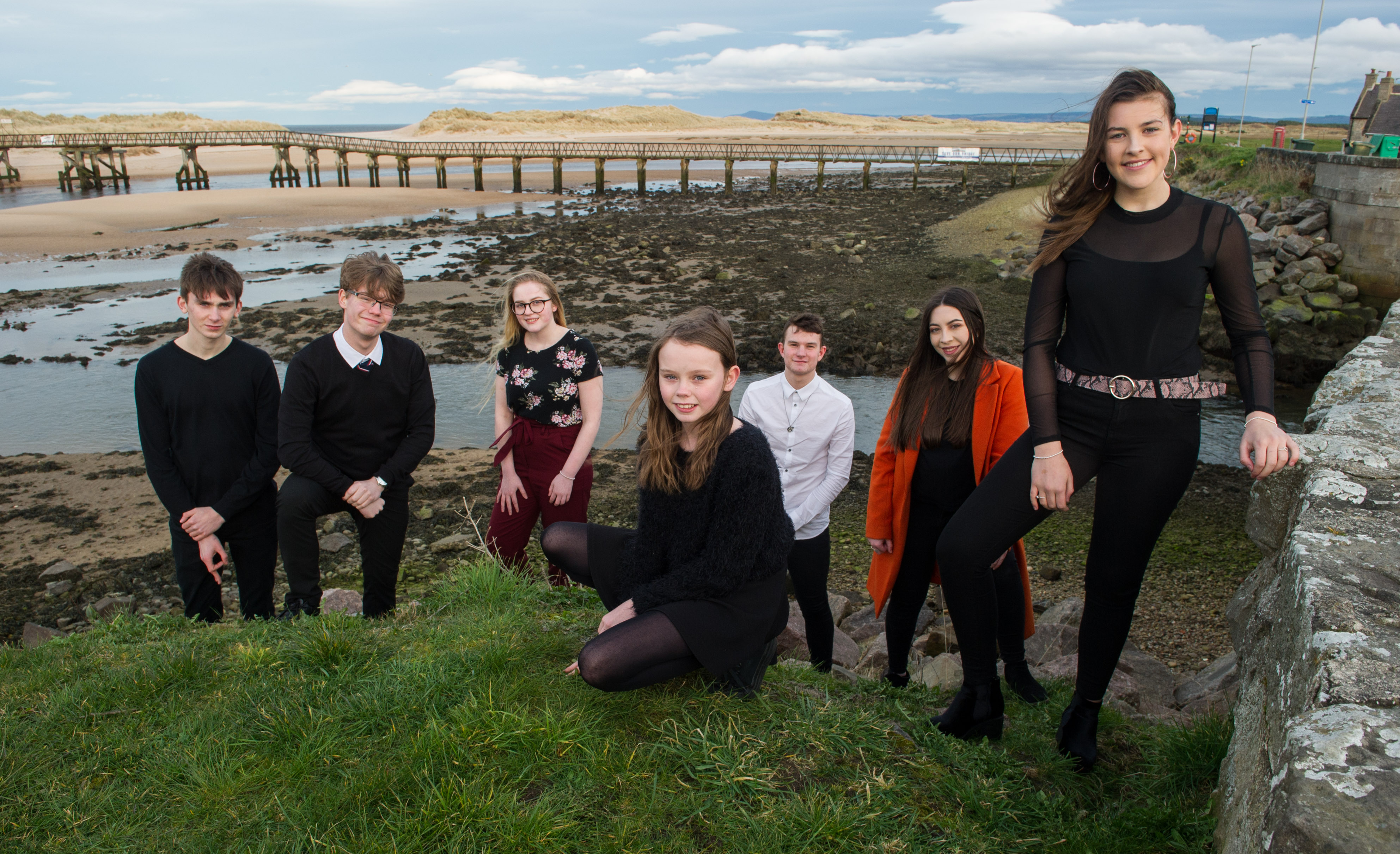 Music group Bel Canto and Friends are pictured by Lossiemouth footbridge over to East Beach.