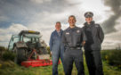 L-R: Pitgaveny Farms manager Martin Birse, Inspector Norman Stevenson, Watch Manager Gareth Luce.
