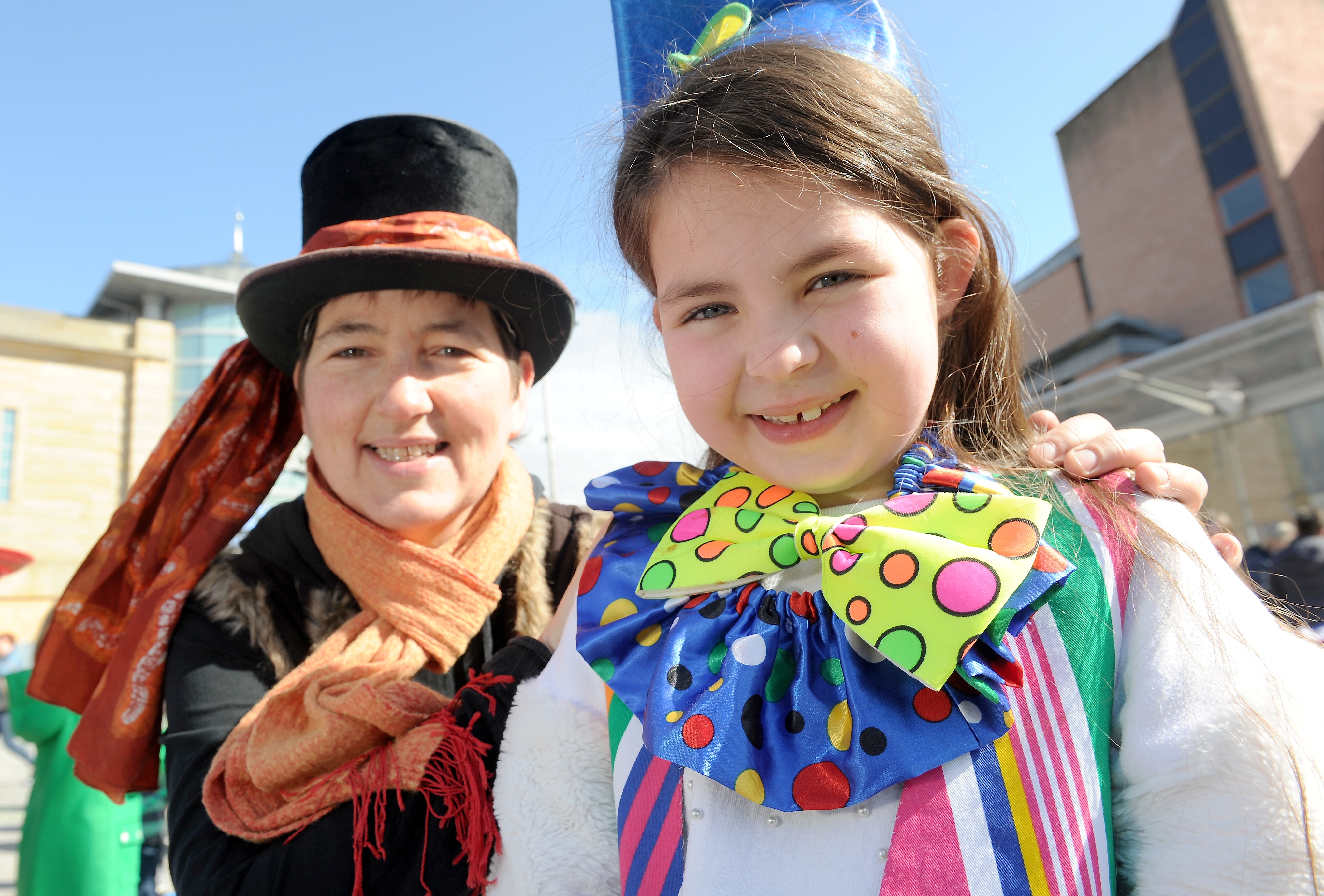 'Clown' Masie Meechan (8) of Tain is helped by Karen Grant of Flyagaric Performing Arts of Forres.